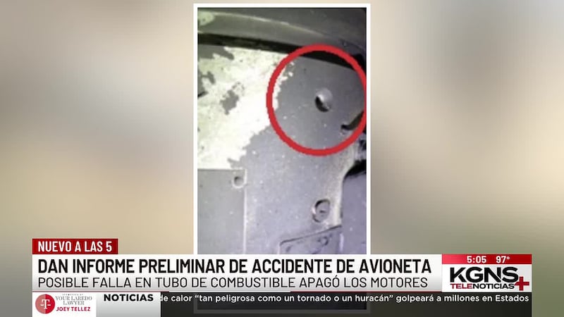 Accidente aéreo mortal en Laredo: informe federal vincula falla en sistema de combustible