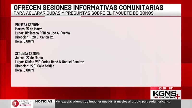 Ofrecen Sesiones Informativas sobre el Paquete de Bonos