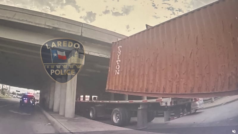 Shipping container blocks traffic