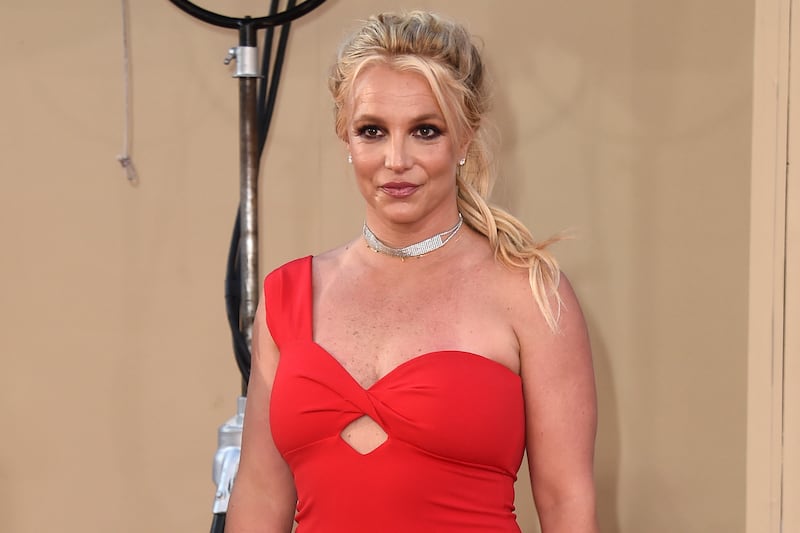FILE - Britney Spears arrives at the Los Angeles premiere of "Once Upon a Time in Hollywood,"...