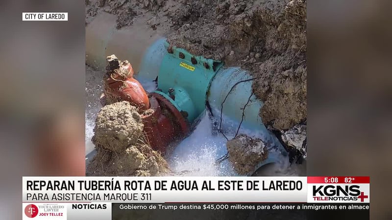 Reparan tubería rota de agua al este de Laredo