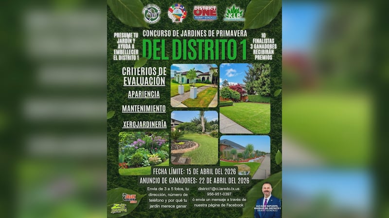 Invitan a concurso del mejor jardín del Distrito 1 de Laredo