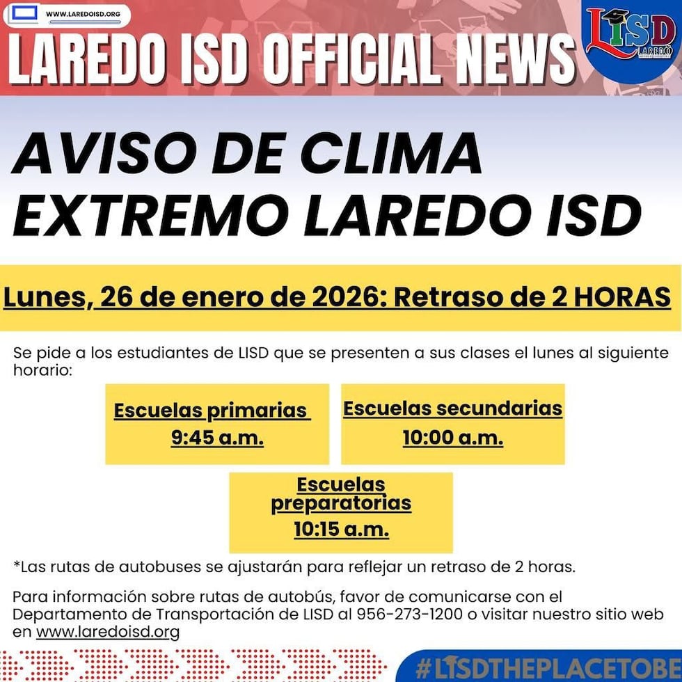LISD cambia horario por clima extremo