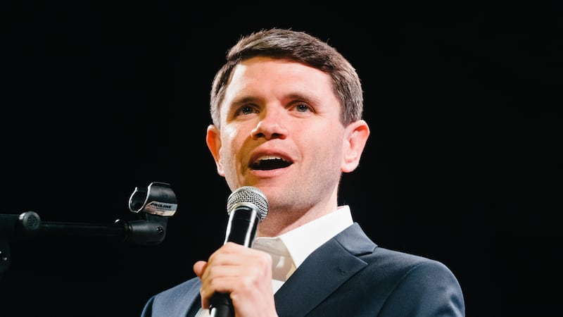 James Talarico, a Texas Democratic primary candidate for U.S. Senate, speaks during an event,...