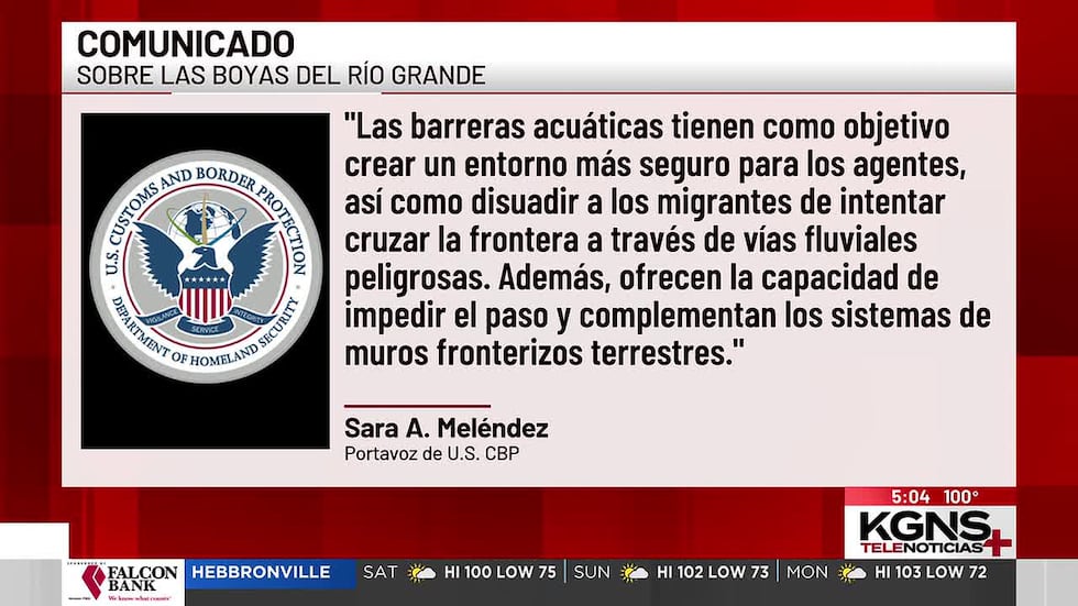 CBP aclara: boyas arrastradas en Eagle Pass no estaban desplegadas; buscan recuperarlas