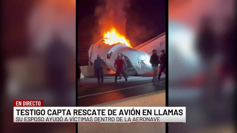 Testigo capta rescate de avión en llamas; su esposo ayudó a víctimas dentro de la aeronave