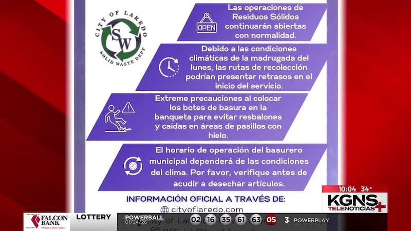 Operación de servicios de recolección de residuos sólidos durante frio extremo