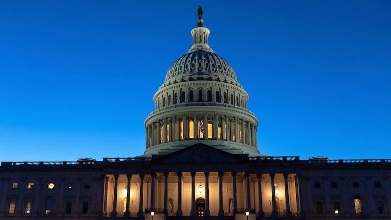 The U.S. Capitol is seen on a sunset a day before the House prepares to vote on a bill to...
