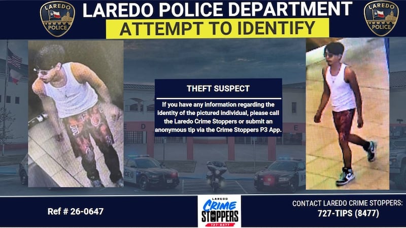 Policía de Laredo solicita ayuda para identificar a sospechoso de robo