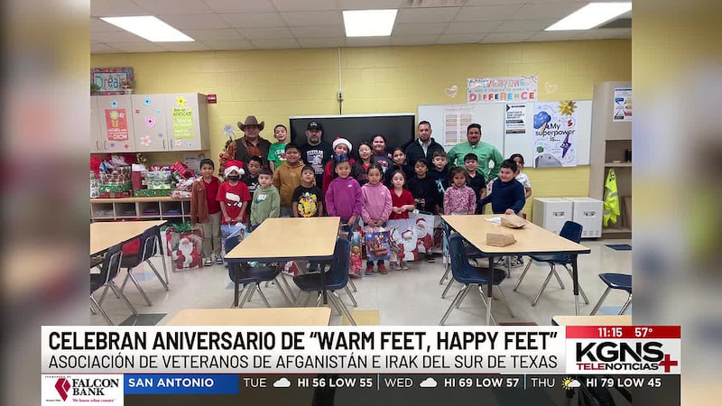 Veteranos de Afganistán e Irak entregan zapatos a estudiantes de Bonnie García