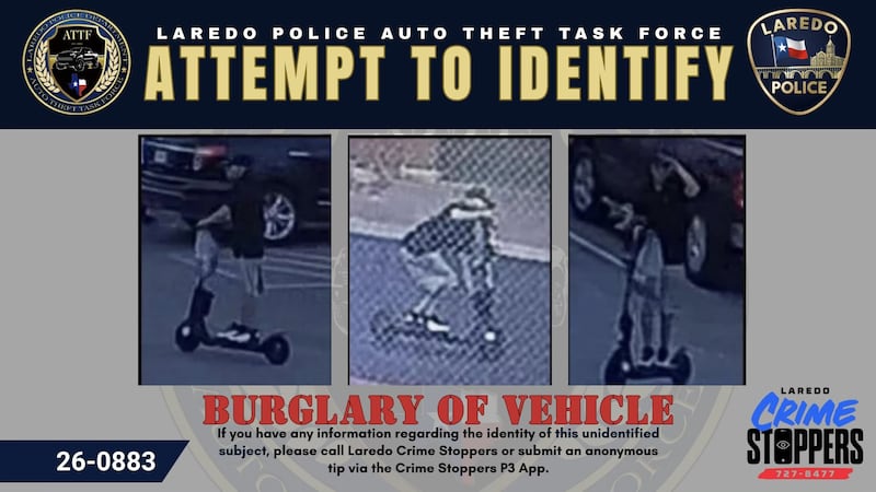 Laredo police seek suspect in Central Laredo vehicle burglary