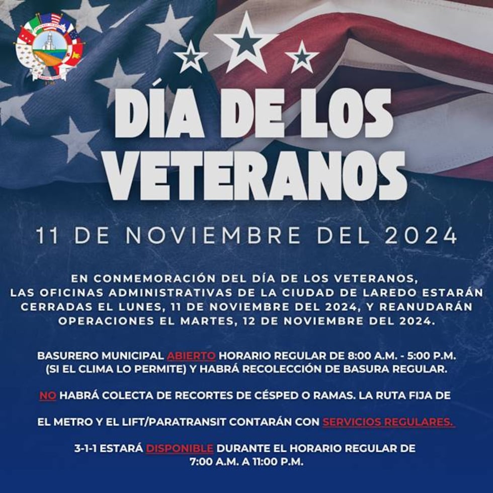 Cierres por el Día de los Veteranos