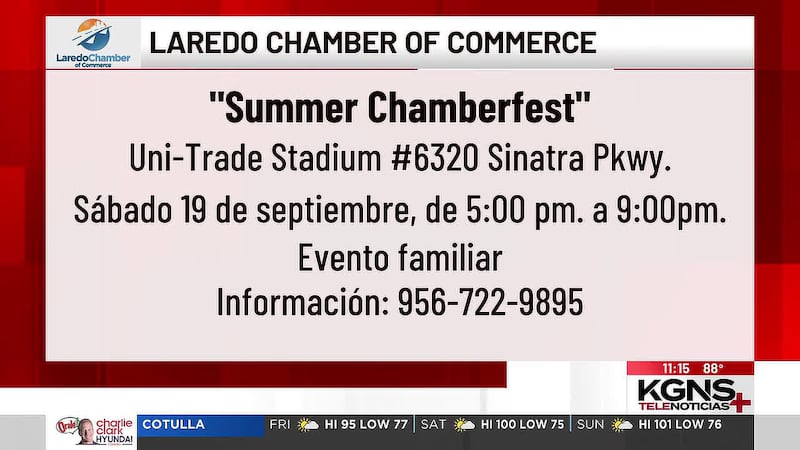 Cámara de Comercio de Laredo invita a “Summer Chamberfest”