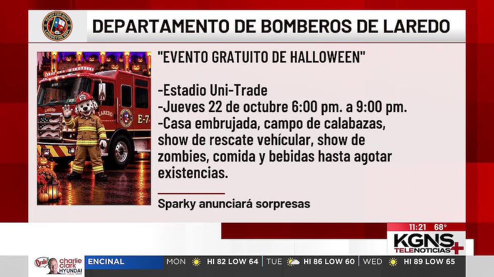 Bomberos de Laredo invitan a celebrar Halloween en el Uni-Trade