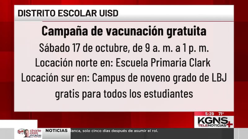 UISD lanza campaña de vacunación gratuita contra la gripe este sábado