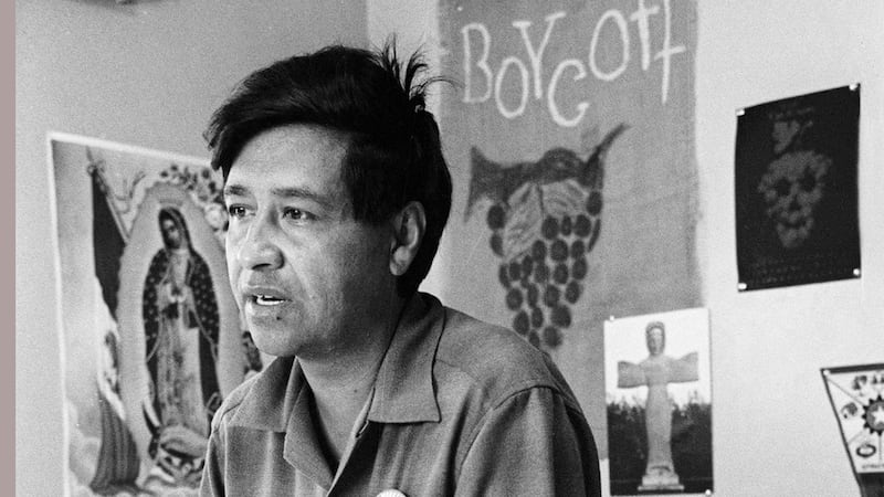 César Chávez, un trabajador agrícola, organizador laboral y líder de la huelga de la uva de...