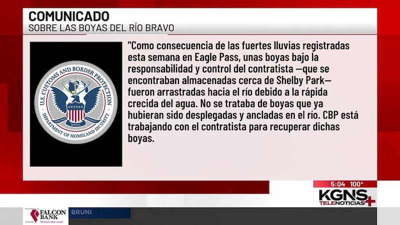 CBP aclara: boyas arrastradas en Eagle Pass no estaban desplegadas; buscan recuperarlas