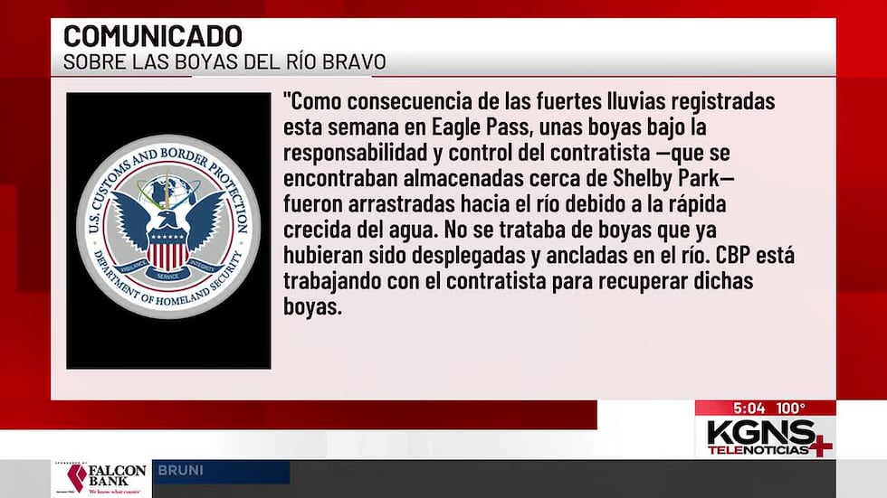 CBP aclara: boyas arrastradas en Eagle Pass no estaban desplegadas; buscan recuperarlas