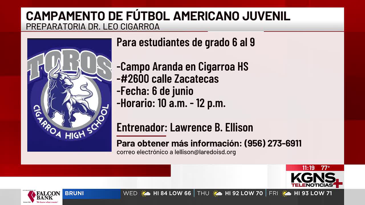 Invitan a campamento de fútbol americano juvenil en Laredo