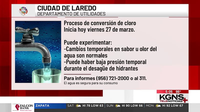 Proceso de conversión de cloro podría provocar baja presión y cambios en el olor o sabor del...