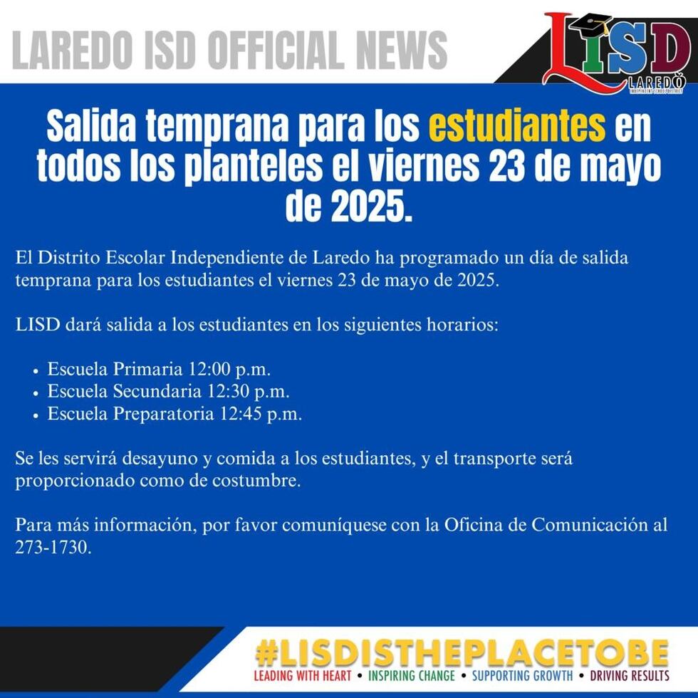 LISD salida temprana 5/23/25