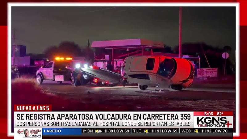 Volcadura de dos vehículos en Hwy 359 deja dos jóvenes hospitalizados en Laredo