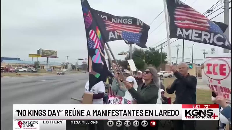 Evento “No Kings Day” reúne a manifestantes en Laredo