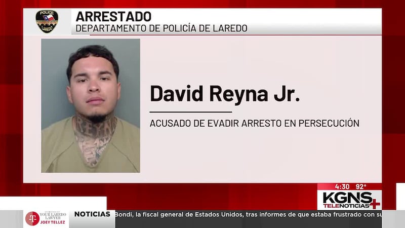 Arrestan a hombre tras persecución en Laredo