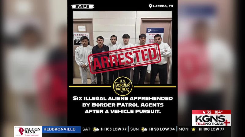 Persecución vial en Laredo termina con 6 inmigrantes indocumentaodos detenidos