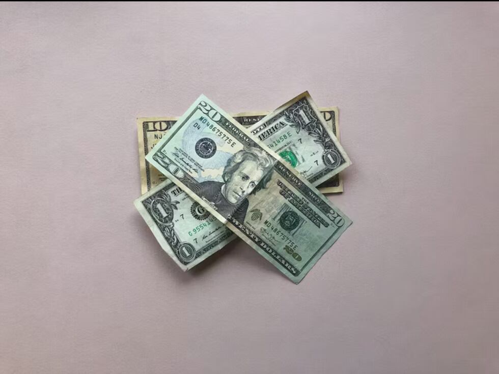 American money on a table.