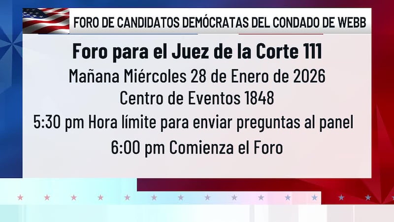 Invitan a foro de candidatos demócratas para Juez de la Corte 111 del Condado de Webb