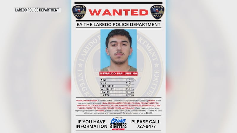 Laredo man wanted on 7 felony warrants including child sexual assault charges