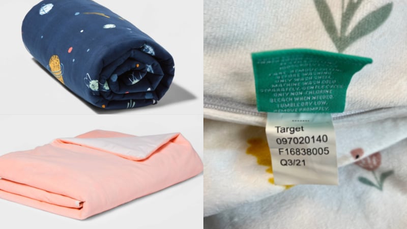 Las mantas vienen en ocho estampados o colores que incluyen blanco unicornio, azul marino...