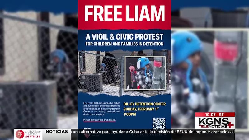 Laredenses protestan para pedir liberación de Liam Conejo