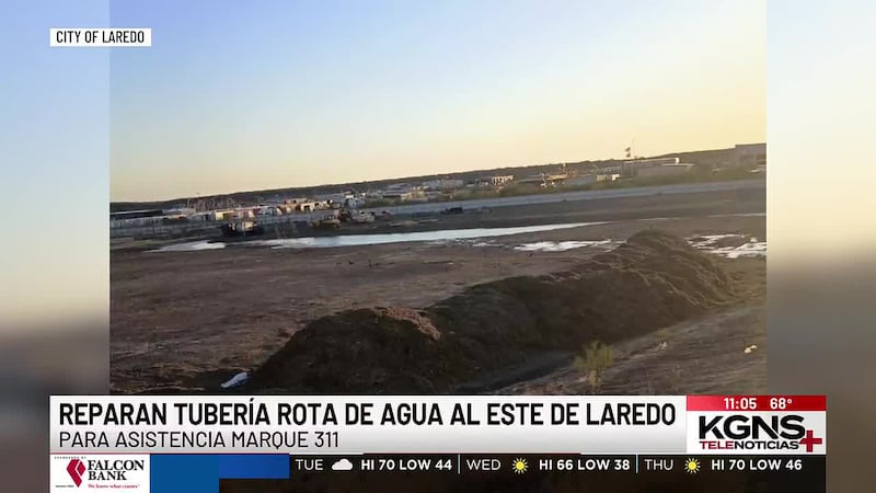 Reparan tubería rota de agua al este de Laredo