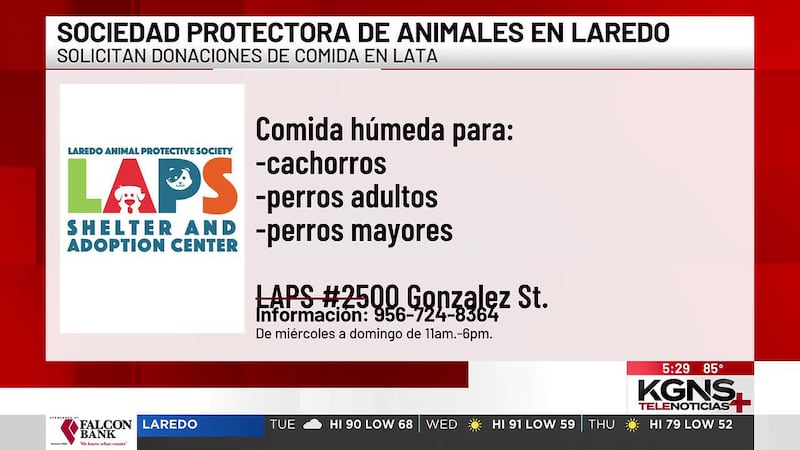 LAPS solicita donaciones de comida enlatada