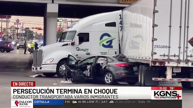 Persecución termina en choque contra tráiler en Laredo; 9 personas hospitalizadas