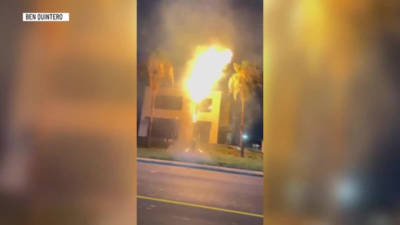 Palmera en llamas causa cierre de carriles en McPherson Rd