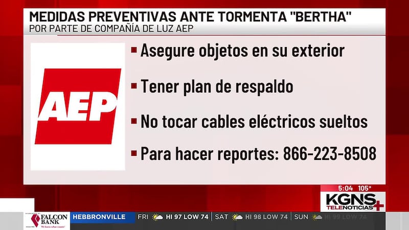 AEP se prepara ante la llegada de la tormenta tropical Bertha