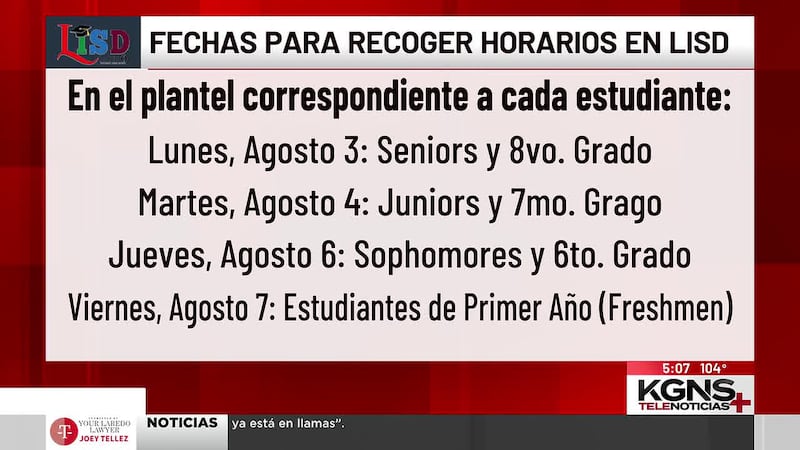 LISD anuncia fechas para que estudiantes recojan sus horarios antes del regreso a clases