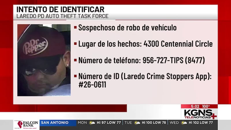 Policía de Laredo busca ayuda para identificar a presunto sospechoso