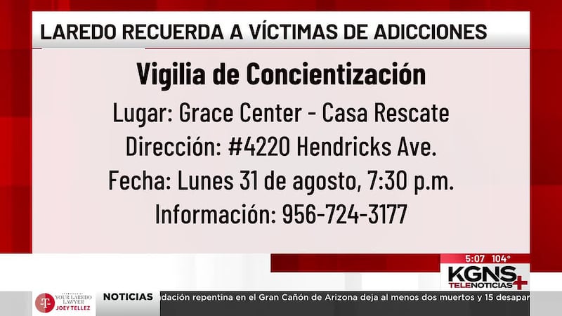 Invitan a vigilia para concientizar sobre prevención de sobredosis en Laredo