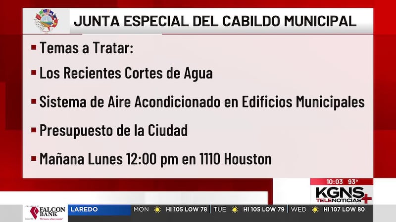 Cabildo de Laredo abordará cortes de agua, aire acondicionado y presupuesto en junta especial