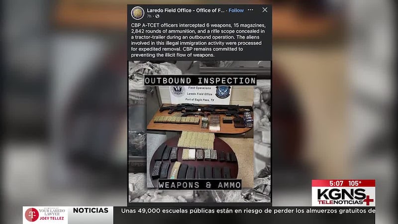 CBP intercepta tractocamión que intentaba salir del país con arsenal de armas