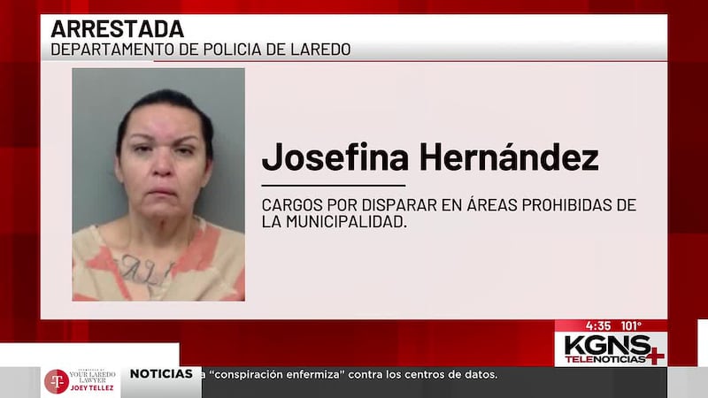 Mujer es arrestada tras balacera durante discusión doméstica en Laredo