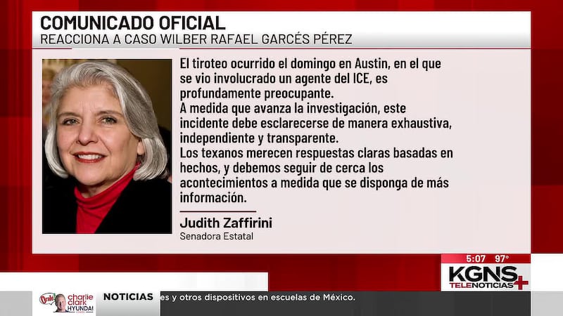Senadora Zaffirini reacciona a tiroteo de agente de ICE contra repartidor en Austin