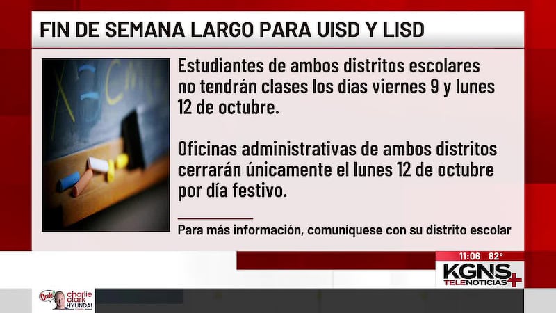 Fin de semana largo para Distritos Escolares de UISD y LISD
