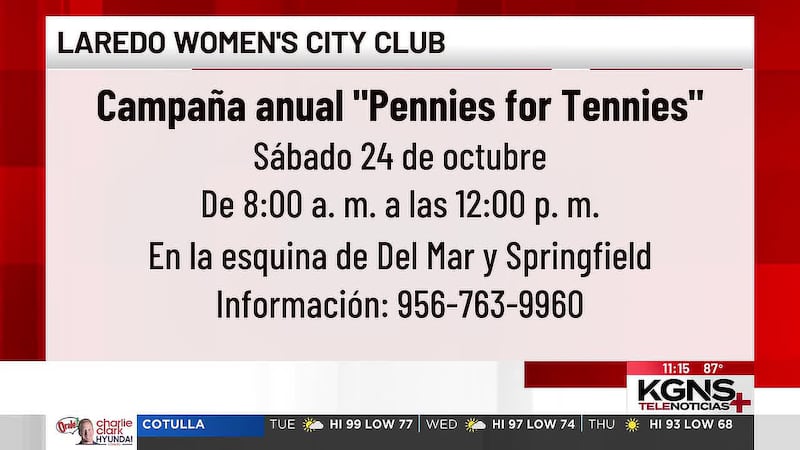 Laredo Women’s City Club promueve campaña anual “Pennies for Tennies”