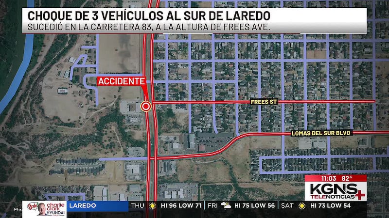 Tres heridos tras choque triple en la carretera 83 en Laredo
