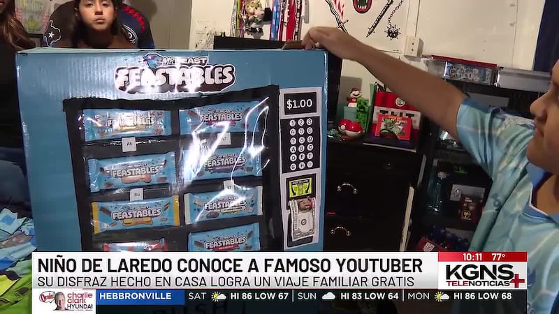 Niño de Laredo viaja a conocer a Mr. Beast gracias a un disfraz